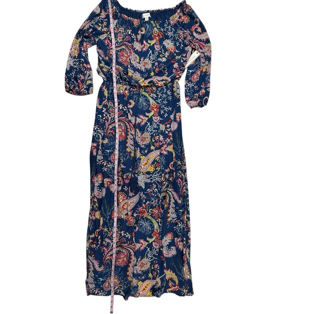 Bisou NEW Michelle Bohbot Paisley Maxi Dress Women 16 Off the Shoulders $86 - Picture 15 of 16